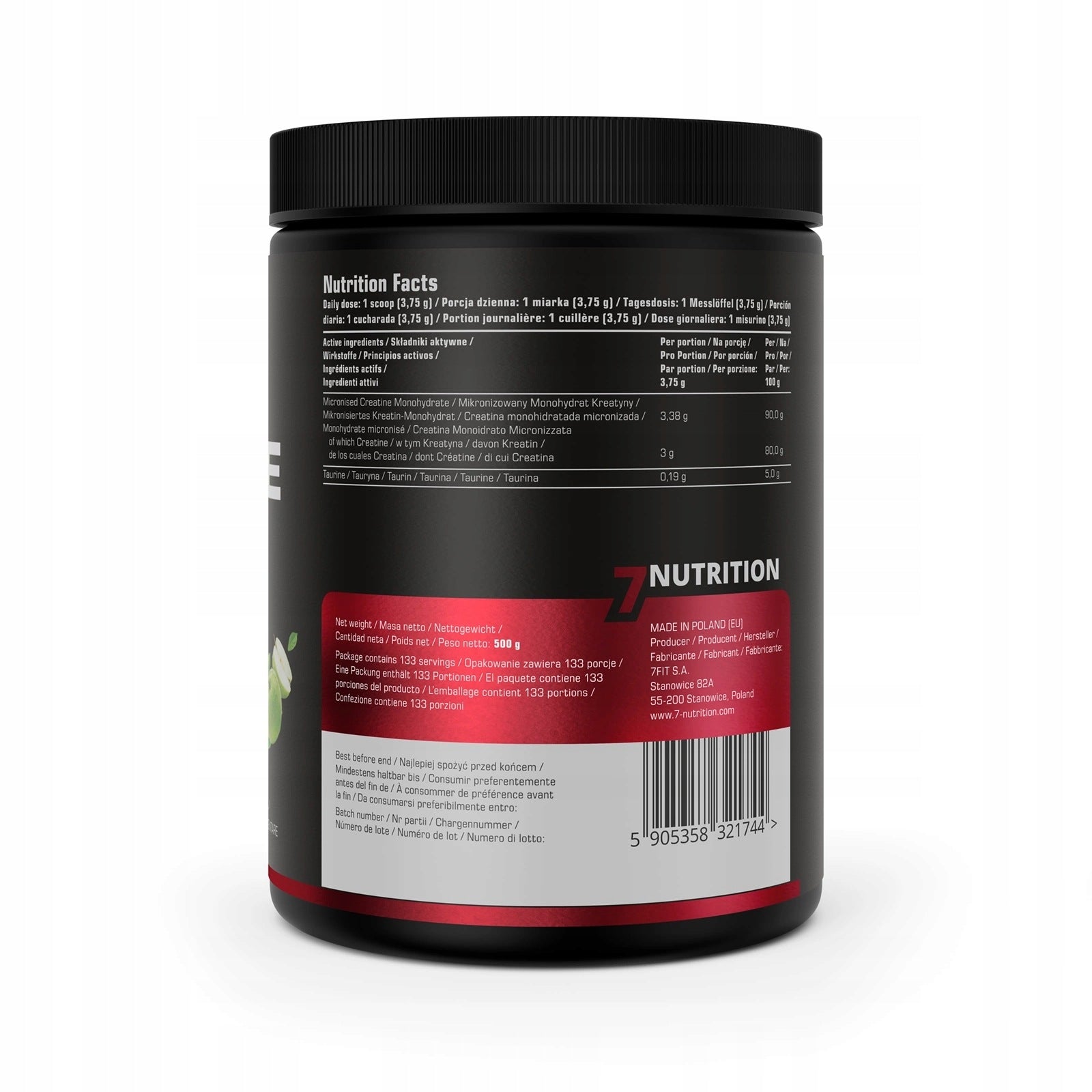 7Nutrition Creatine 500g green apple CREATINE MONOHYDRATE green apple Expiration date at least six months from the date of purchase