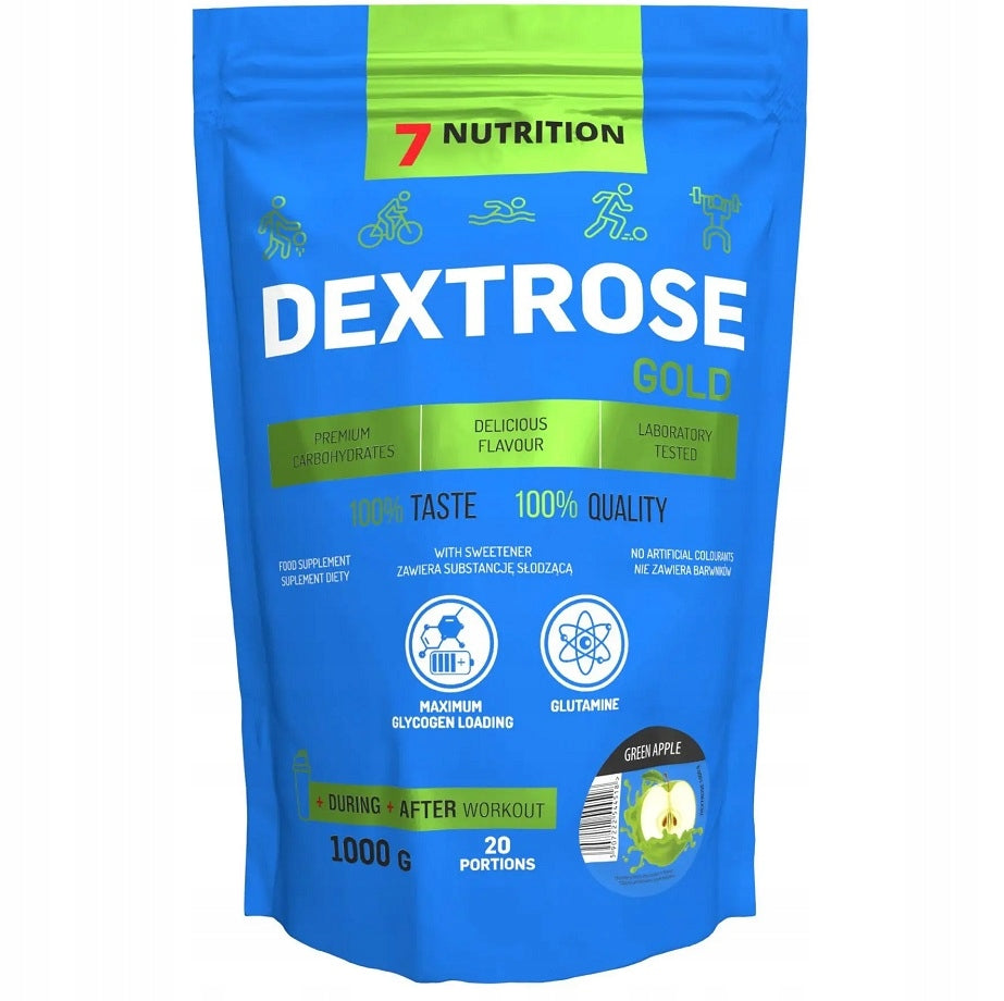 7Nutrition Dextrose Gold - dextrose + L-glutamine - 1000g green apple