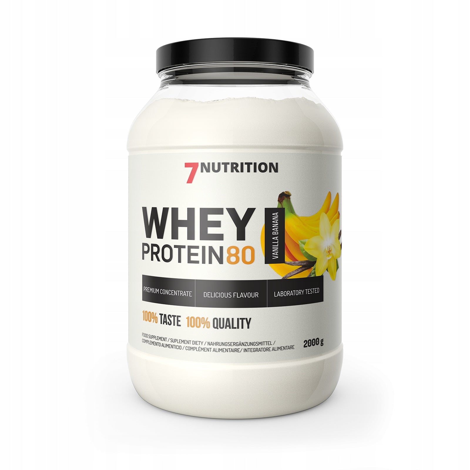 7Nutrition Whey Protein WPC 80 Vanilla Banana 2000 g Concentrate Protein Mass Packaging status original