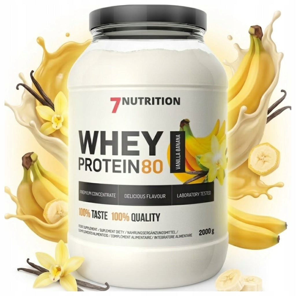 7Nutrition Whey Protein WPC 80 Vanilla Banana 2000 g Concentrate Protein Mass