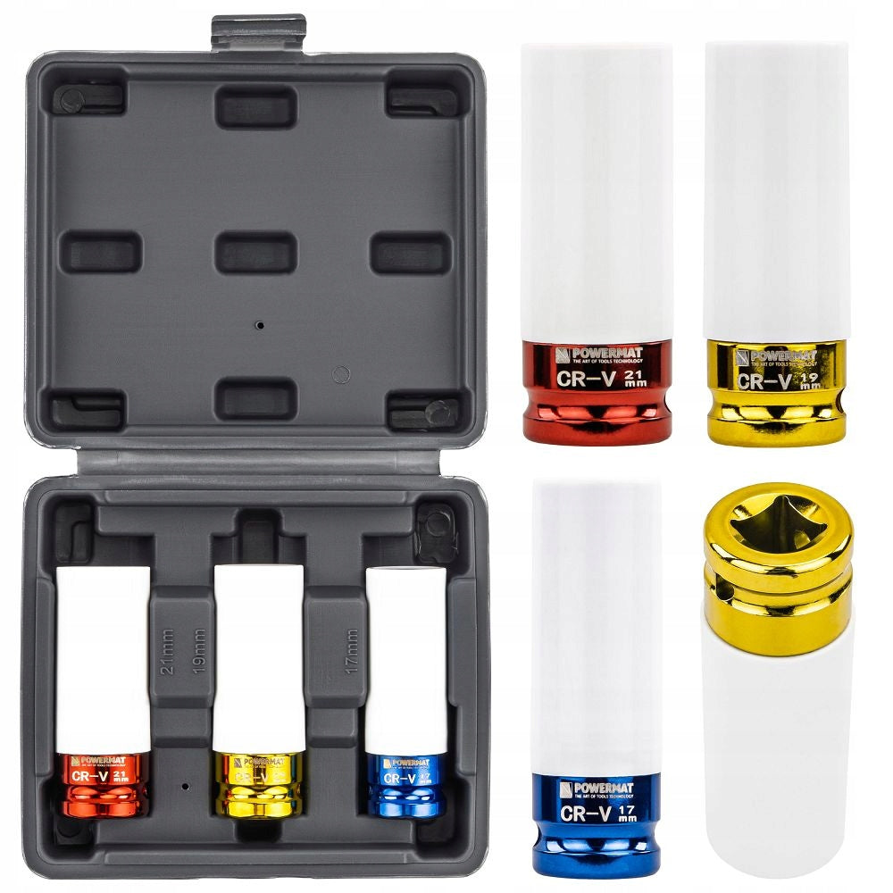 Smūginės galvutės lengvojo lydinio ratlankiams, 17/19/21 mm, 3 vnt.