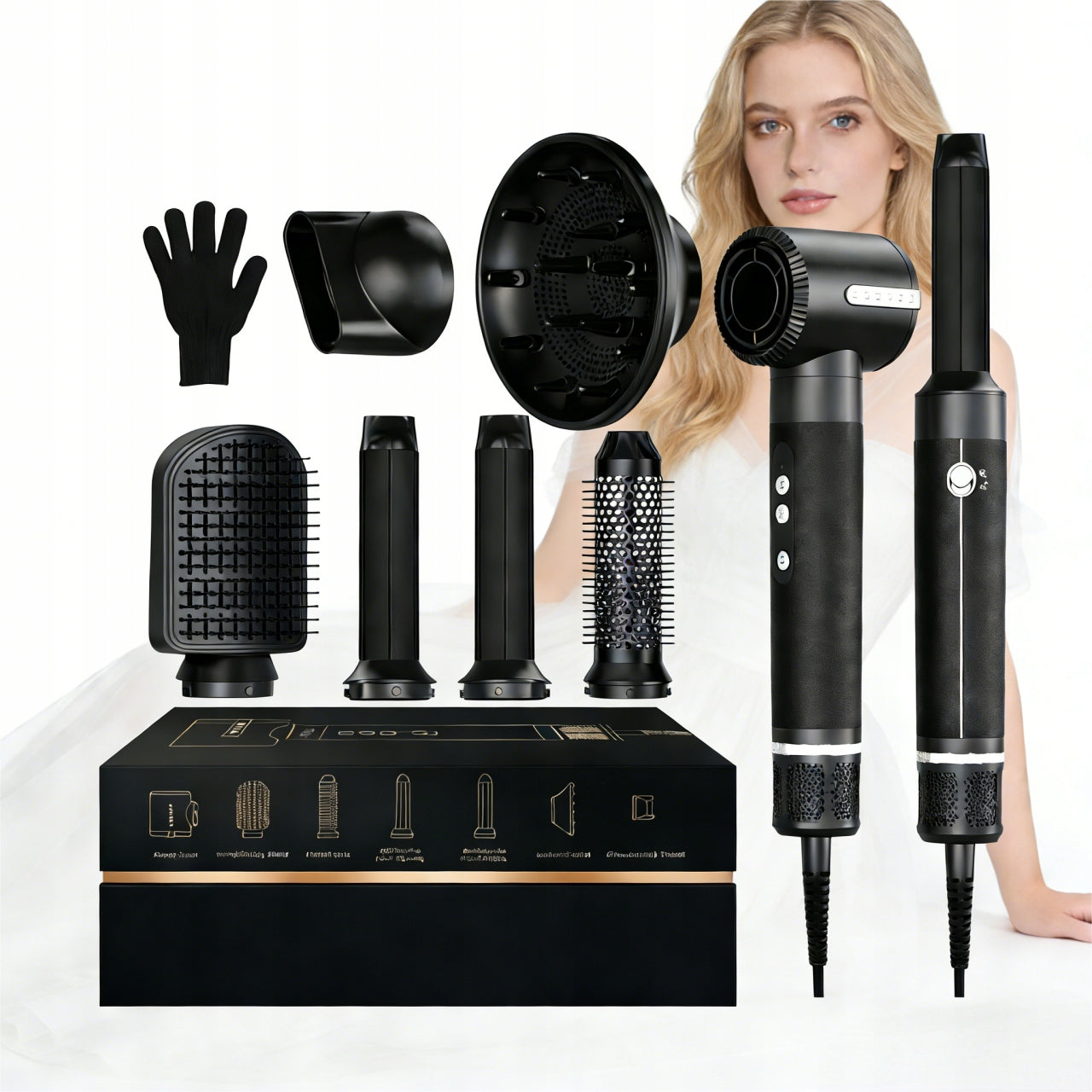 7in1 Multifunction Hair Dryer with Ionization, 1400 W,