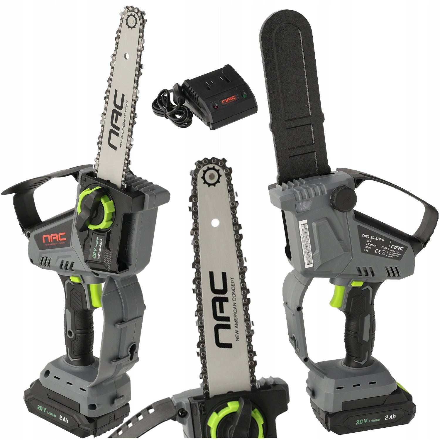 8" CORDLESS CHAINSAW WITH BATTERY AND CHARGER NAC 20V
