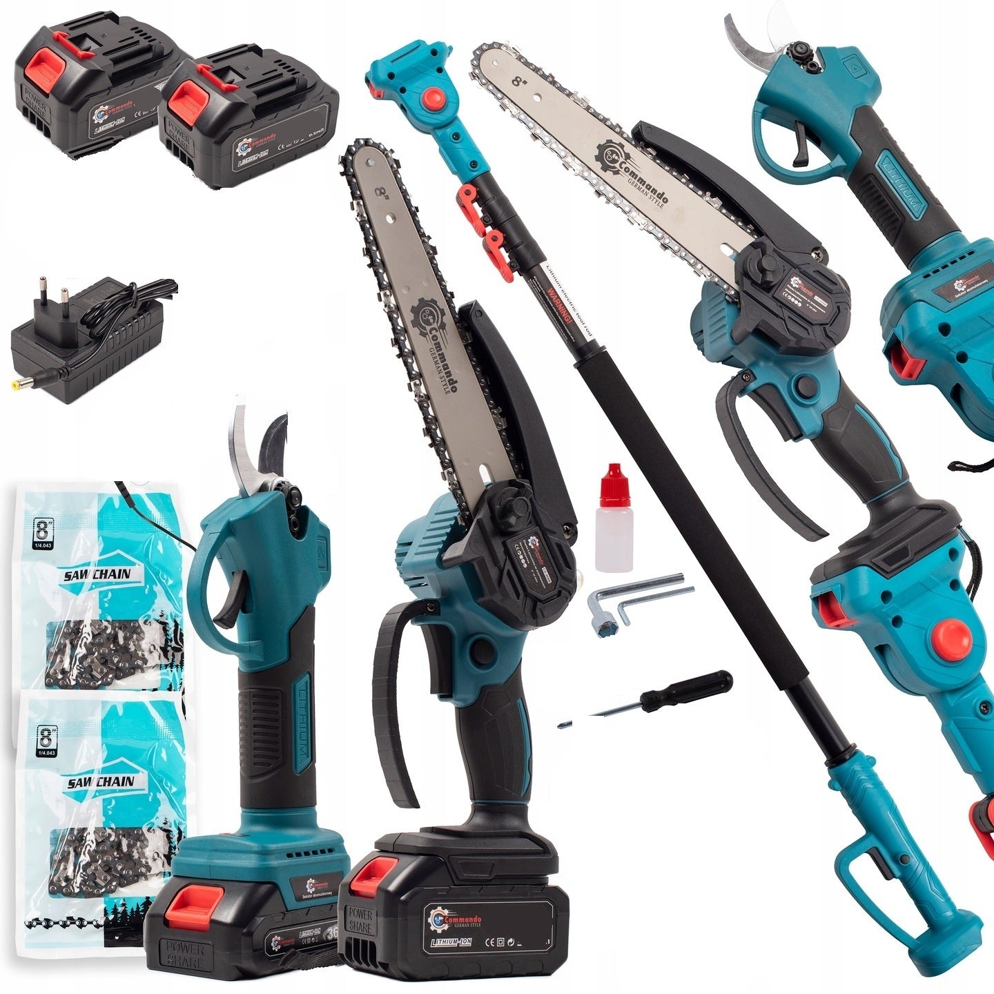 8" CORDLESS SAW + PRUNER + BOOM TELESCOPE 2X48V TOOL SET