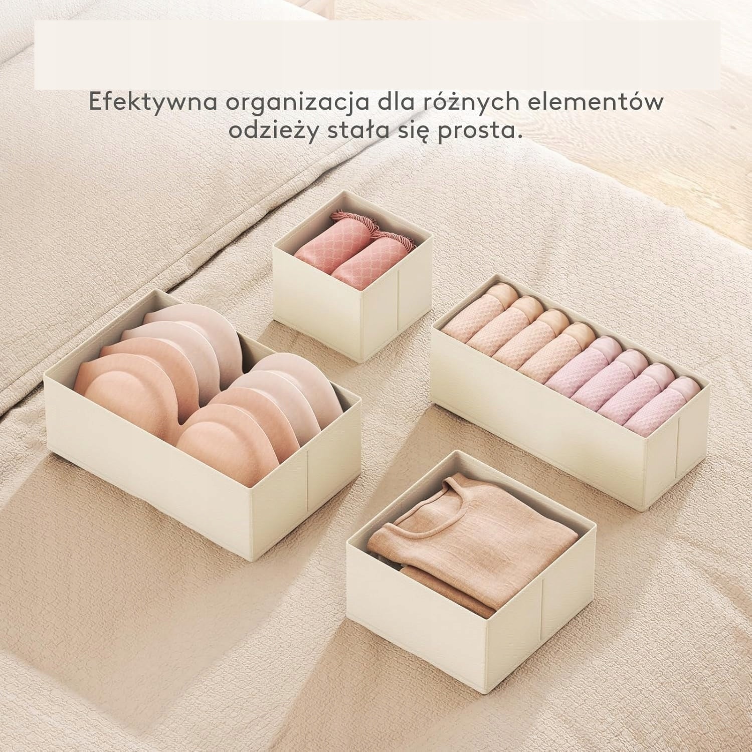 8 DRAWER ORGANIZERS FOLDING UNDERWEAR SOCKS KHAKI BEIGE Manufacturer code B0DFH2B9YD