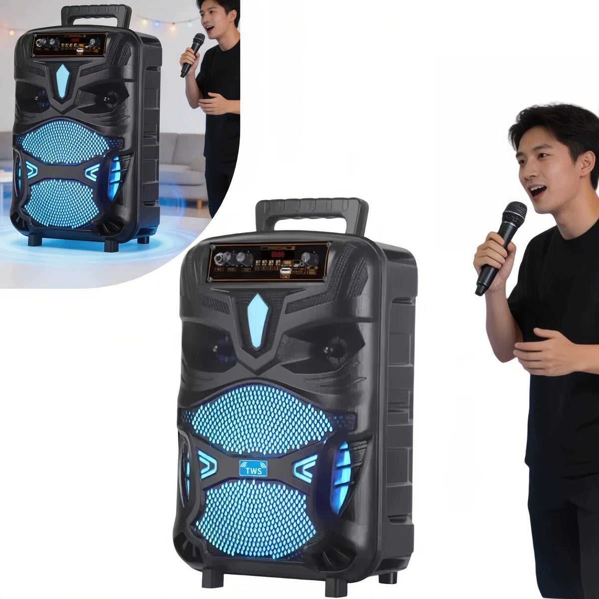 8 INCH WIRELESS BLUETOOTH SPEAKER PORTABLE WITH USB AUDIO HOLDER