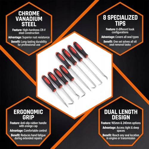 8 PCS SET OF HOOKS AND LOCKPICKS FOR OPENING MECHANICAL LOCKS Brand no brand