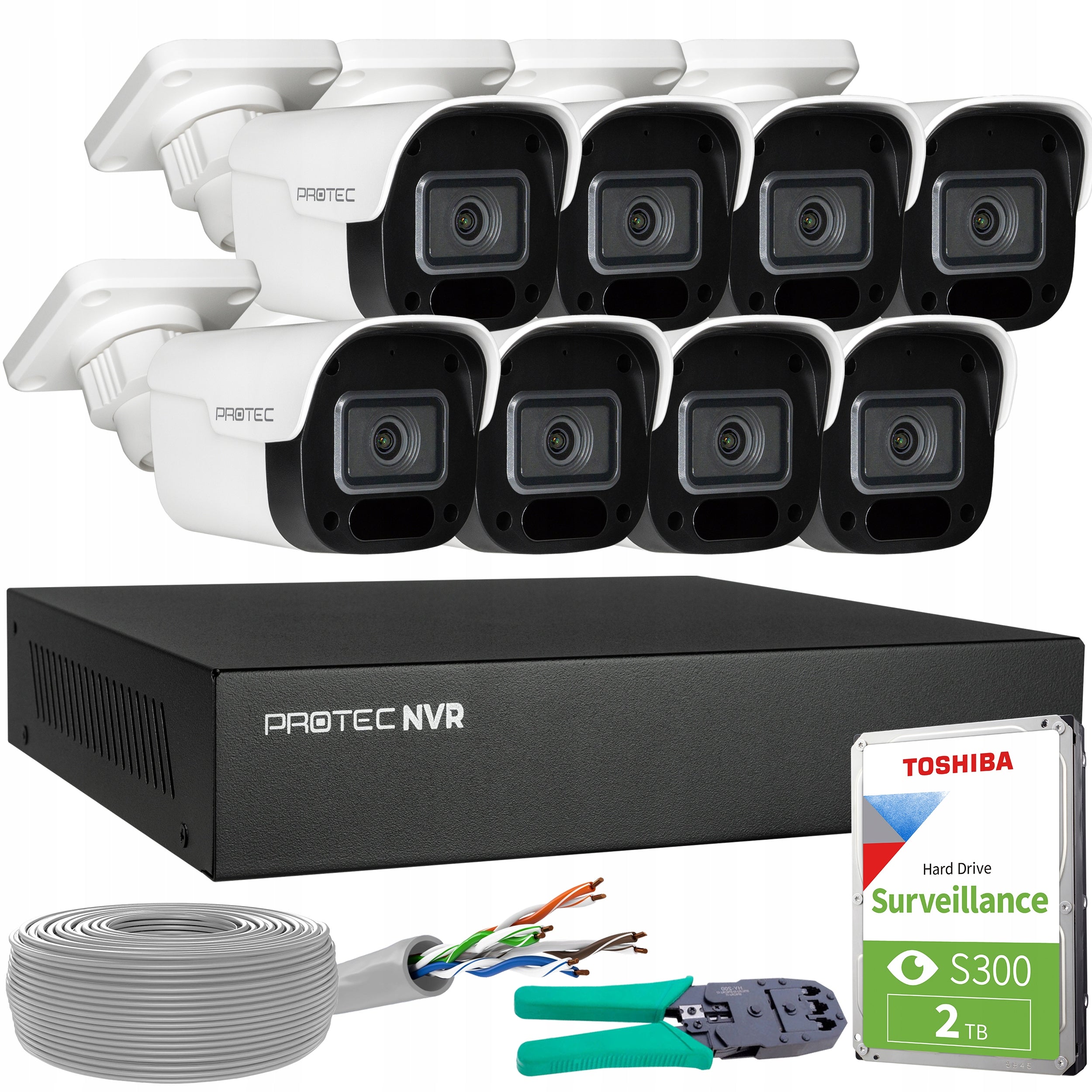8 PoE IP Camera Monitoring Kit 4Mpx with Microphone Online Preview with HDD