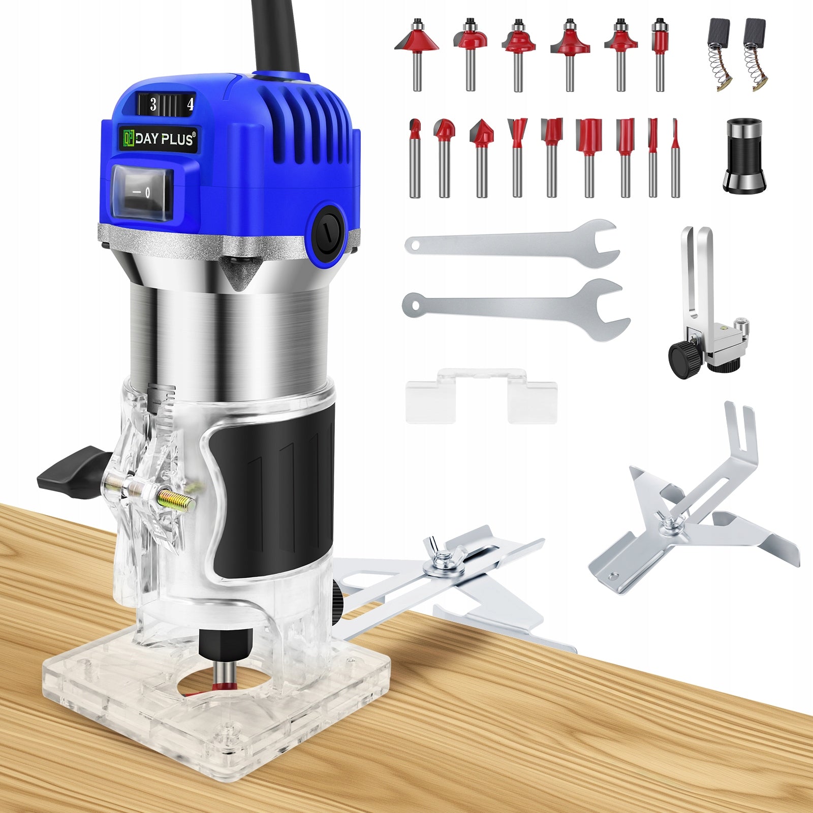 800W Professional Trim Router/Palm Router, 6-Speed Control(4000-27000 RPM)
