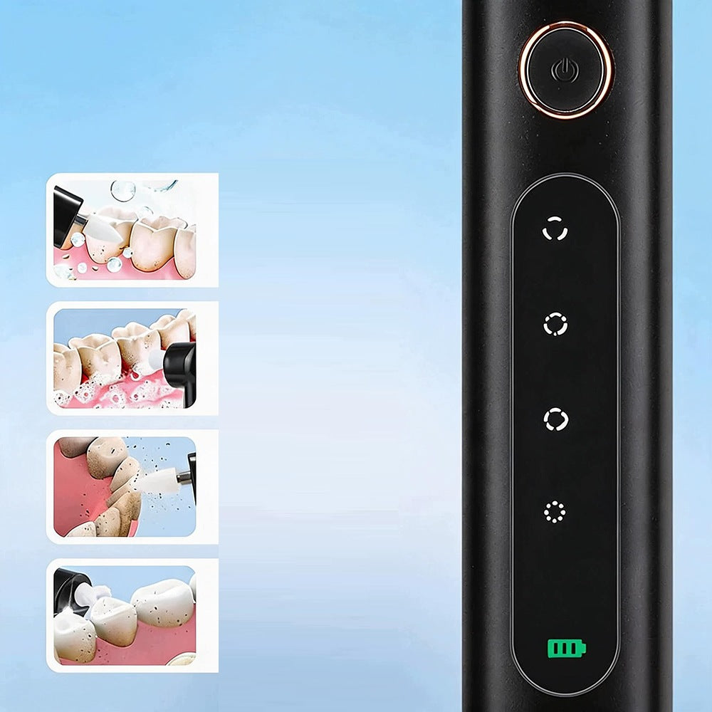 800mAh Electric Tooth Polisher Portable With 6 Accessories Black Packaging status original