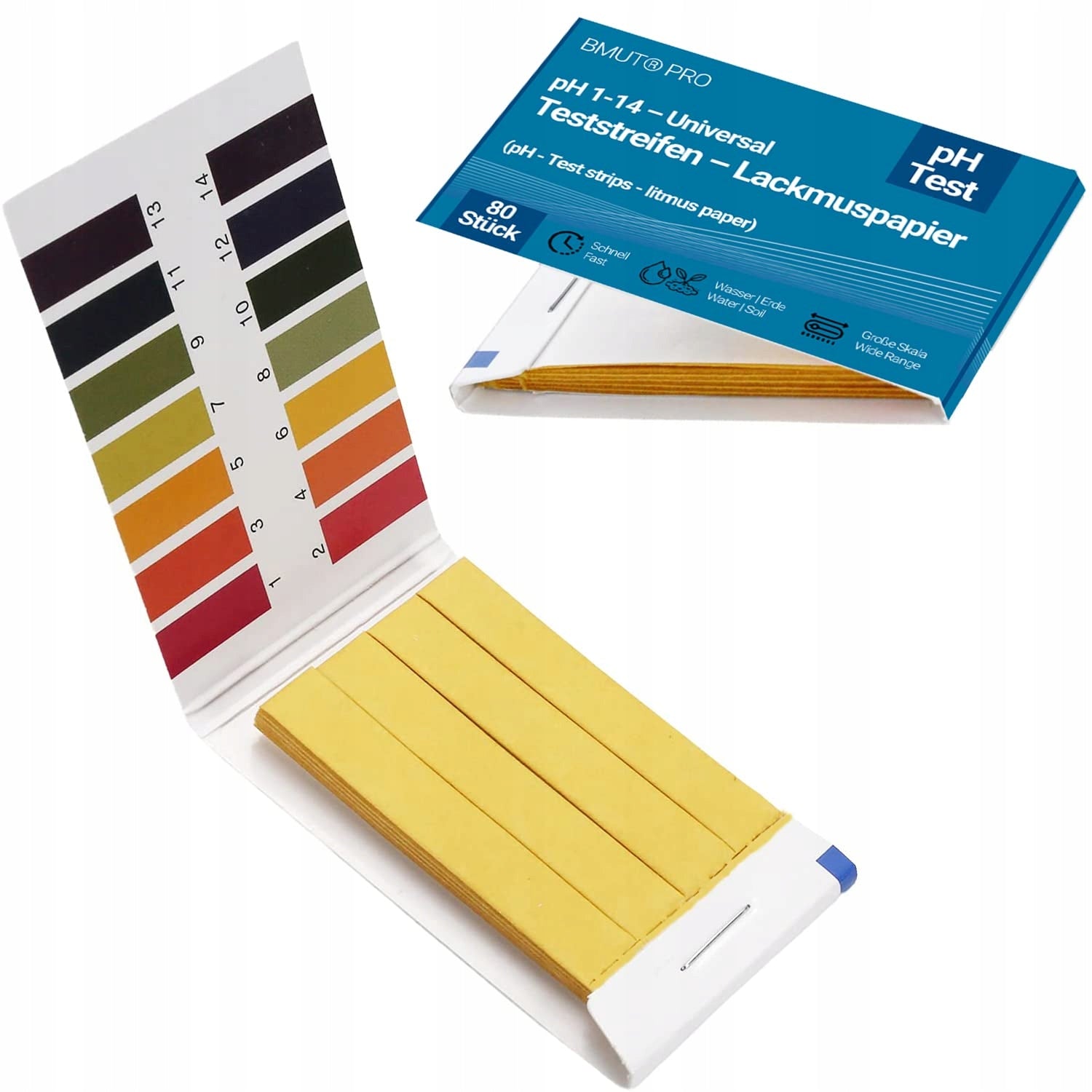 80x TEST STRIPS WITH A pH VALUE OF 1-14 PAPER INDICATOR LITMUS PAPER