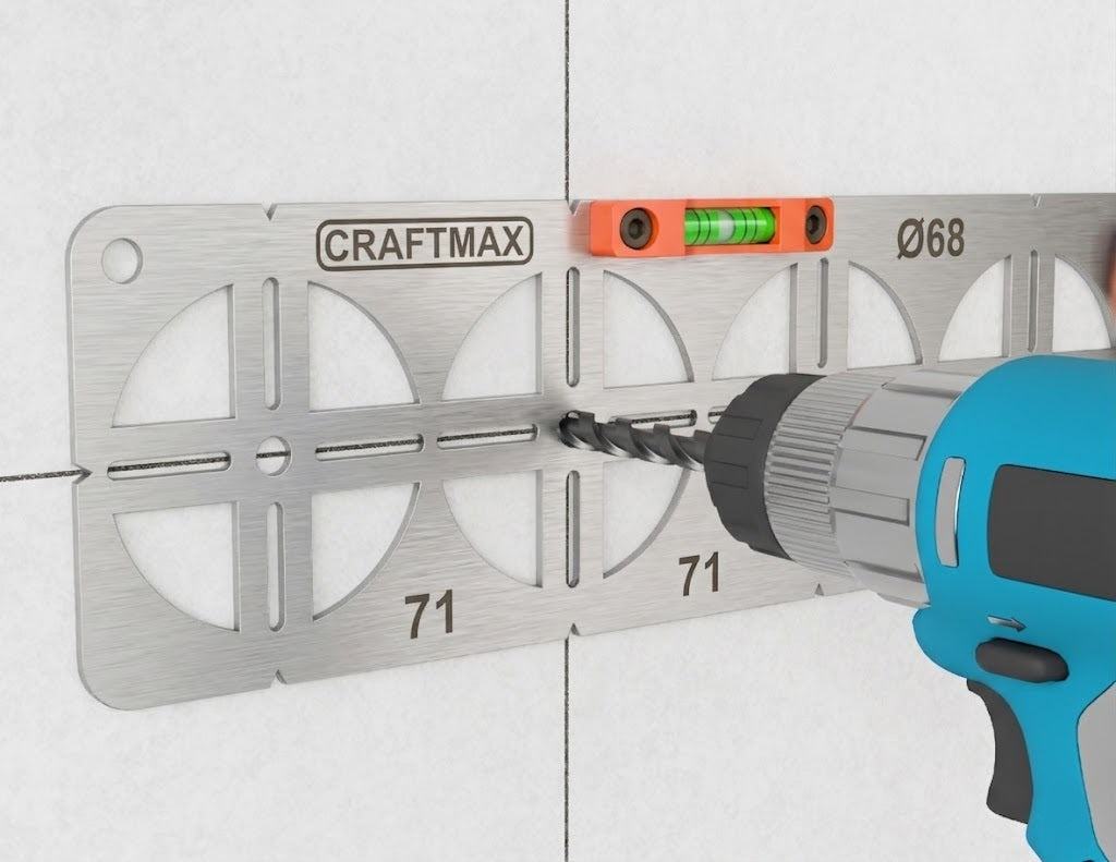 Šablonas elektrinėms dėžutėms Ø68, 71 mm atstumas, 5 vietos, INOX