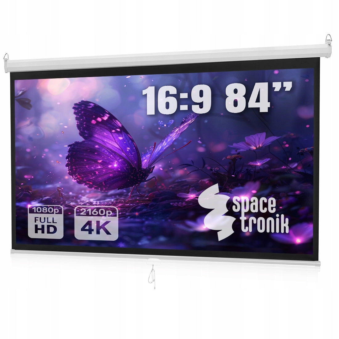 84" 16:9 FULL HD 4K Portable Projection Screen Retractable Wall Mounted Ceiling