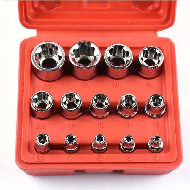 Torx galvučių rinkinys, 14 vnt., E4–E24