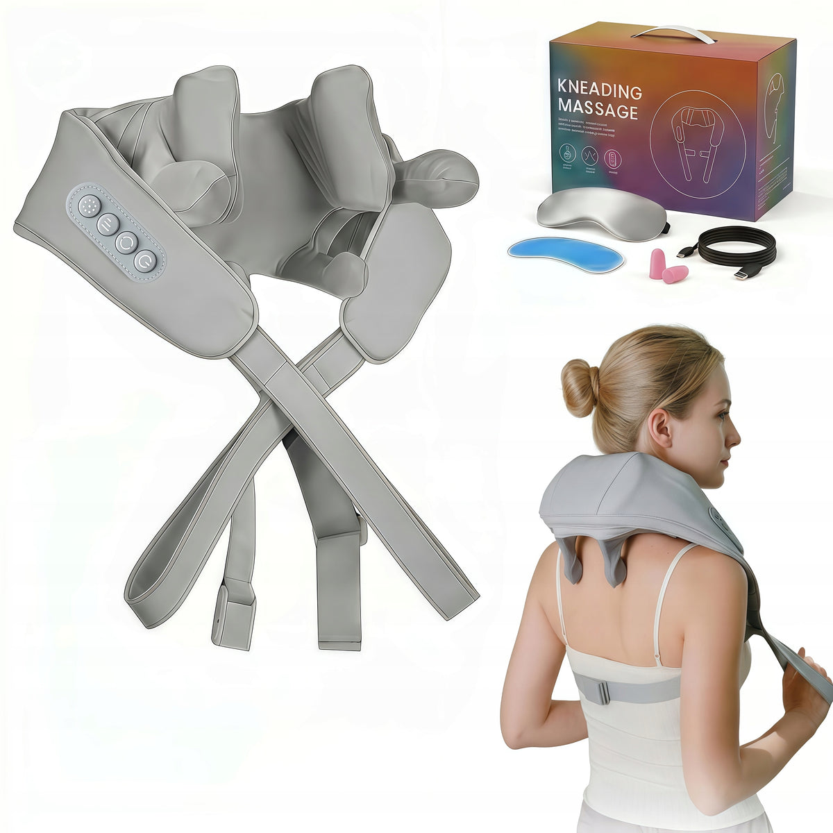 8D WIRELESS MASSAGER FOR BACK SHOULDER NECK FOR RECHARGEABLE, HEATING
