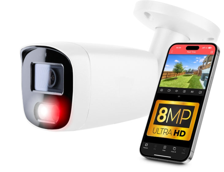8MPx 4K UHD PoE Monitoring IP Camera, METAL IP67 + AUDIO DUAL LIGHT