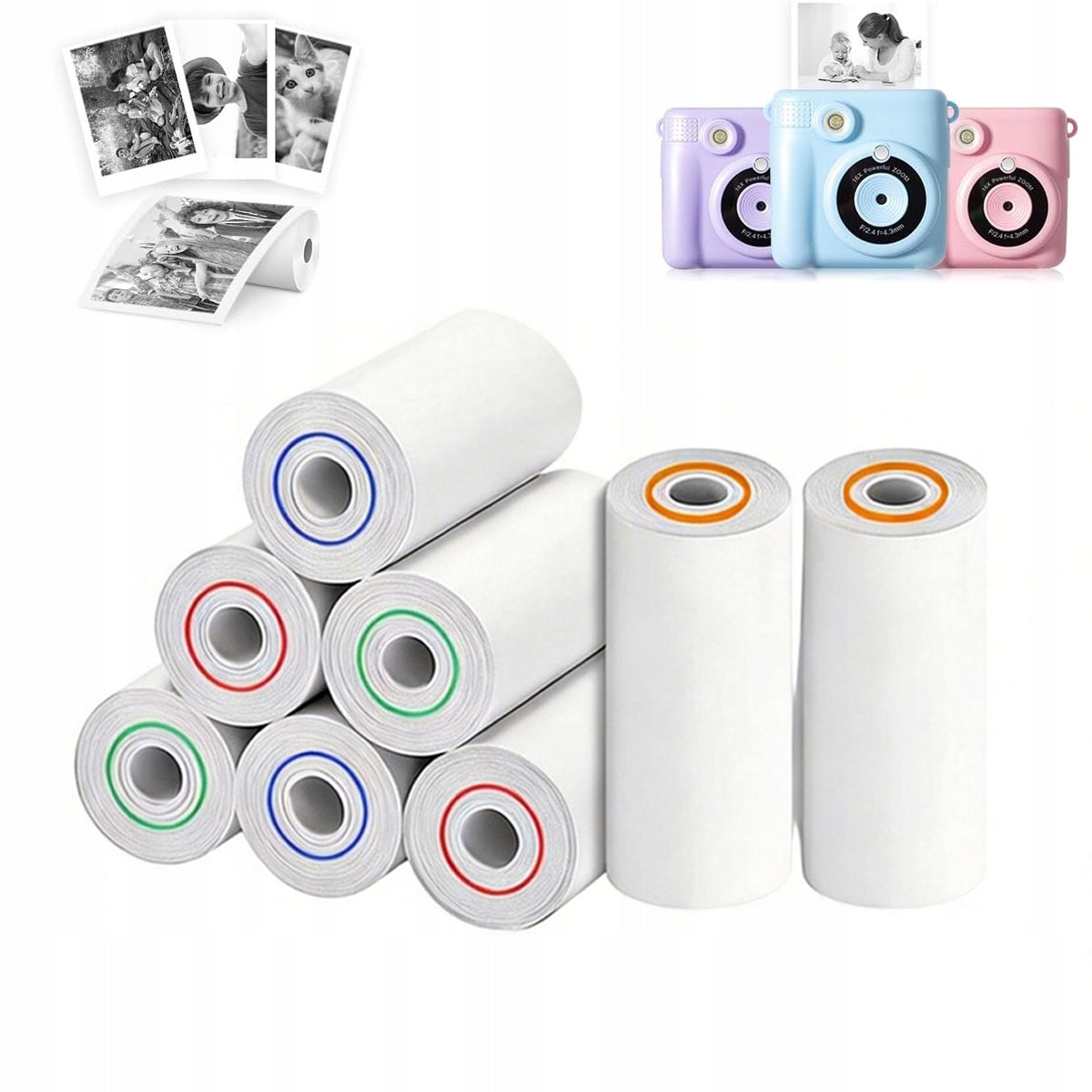 8PCS ROLL INSERT THERMAL PAPER MINI THERMAL PRINTŚ SET