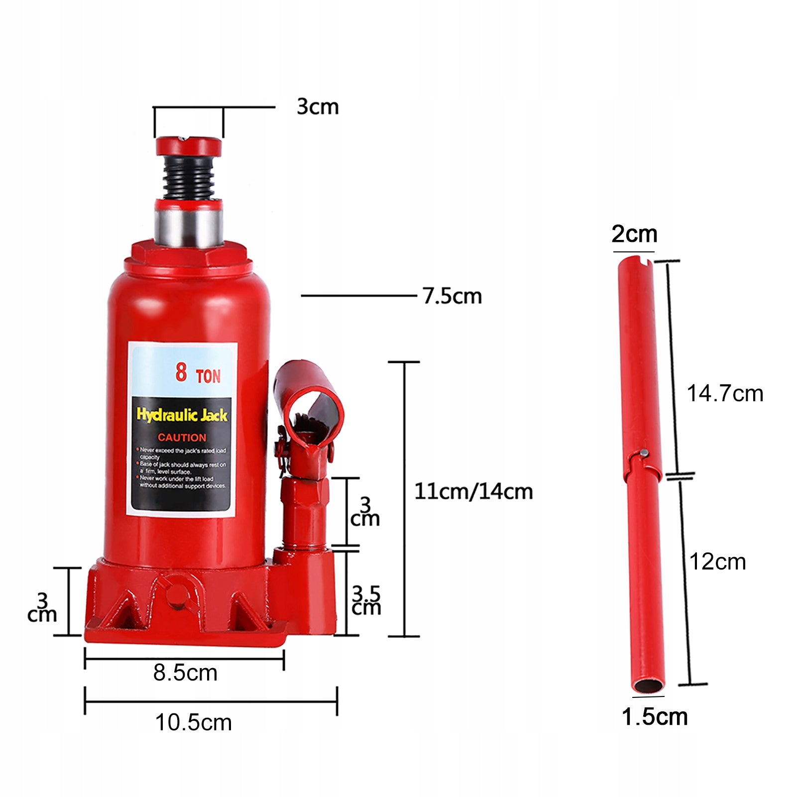 8T 8000KG 200-385MM HYDRAULIC BOTTLE BOLLARD CAR LIFT Brand no brand