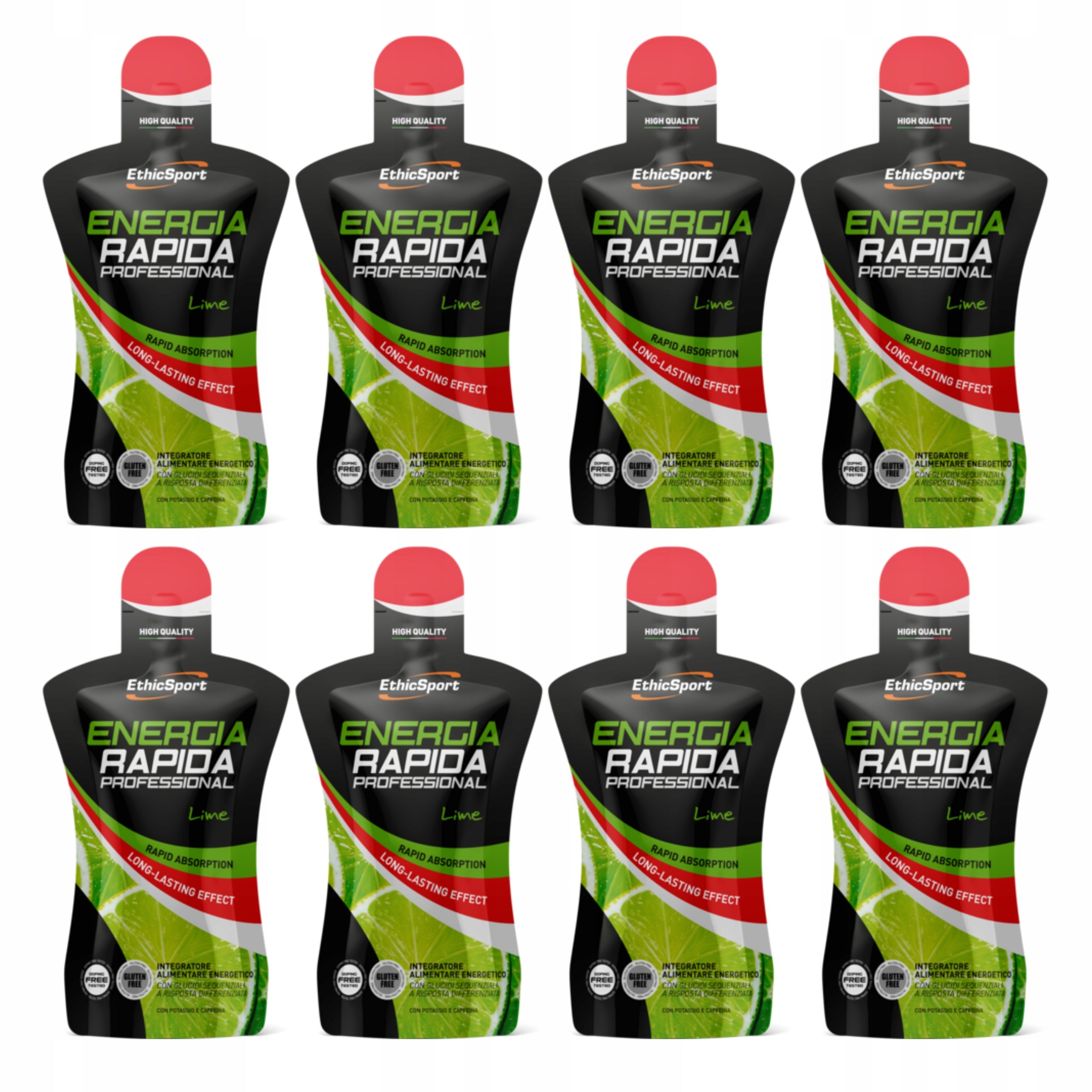 8X ENERGY RAPIDA ENERGY GEL ETHICSPORT CAFFEINE CARBOHYDRATES LIME