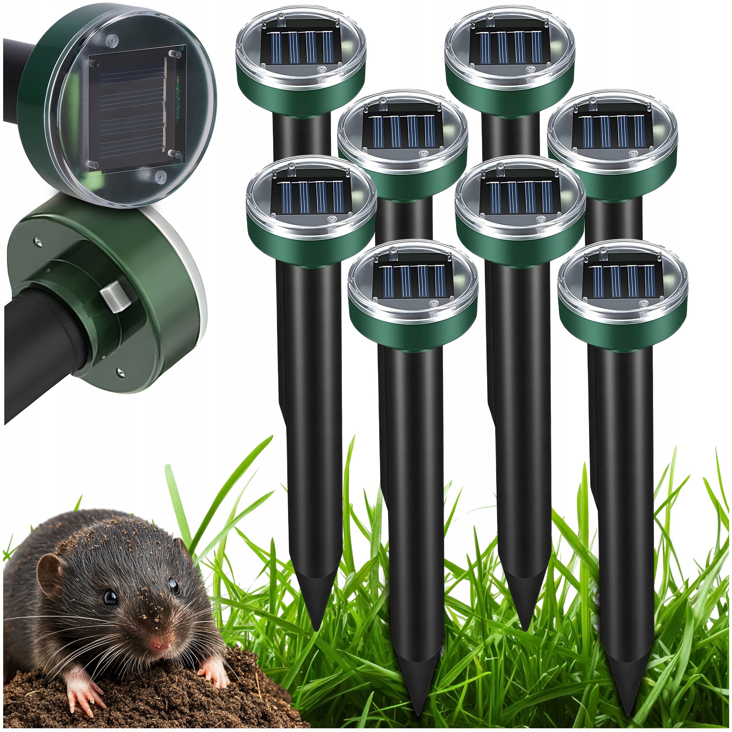 8X STRONG DETERRENT FOR MOLES VOLES MARTENS SOLAR RODENTS 6800m² Packaging status original