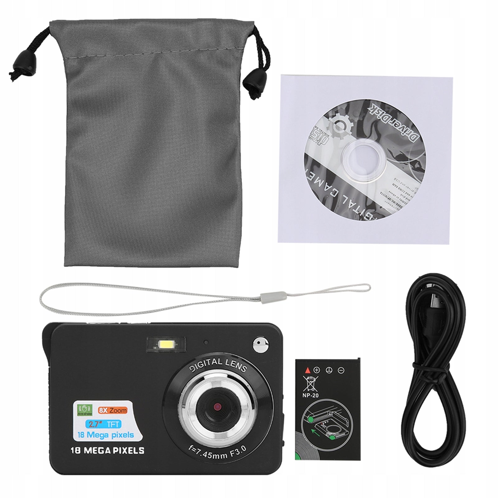 8X ZOOM DIGITAL CAMERA, 5MP CAMERA Packaging status original