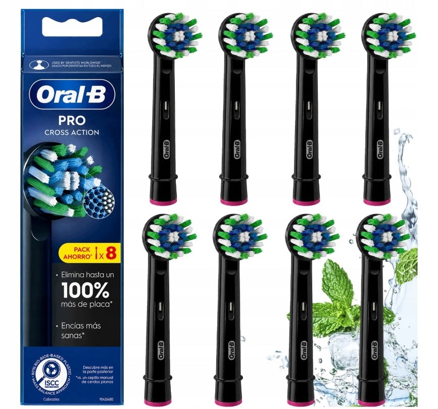 8XOriginal Braun Oral-B Cross Action Electric Toothbrush Tips Packaging status original