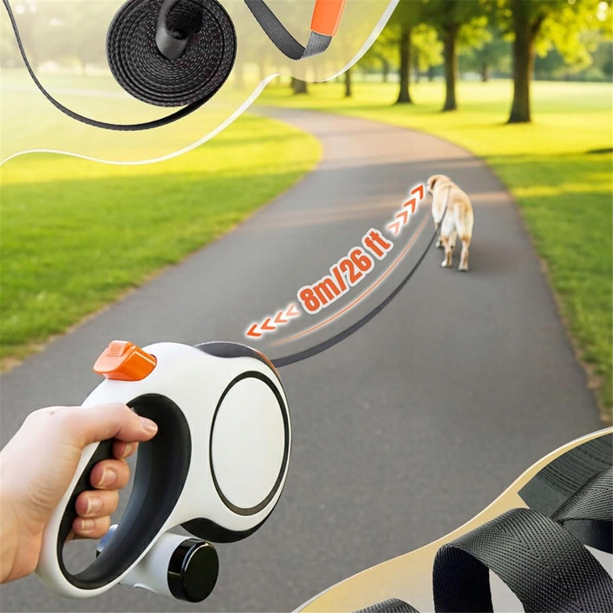 8m Automatic Lanyard For Medium Large Dogs With Lock And Dispenser Packaging status original