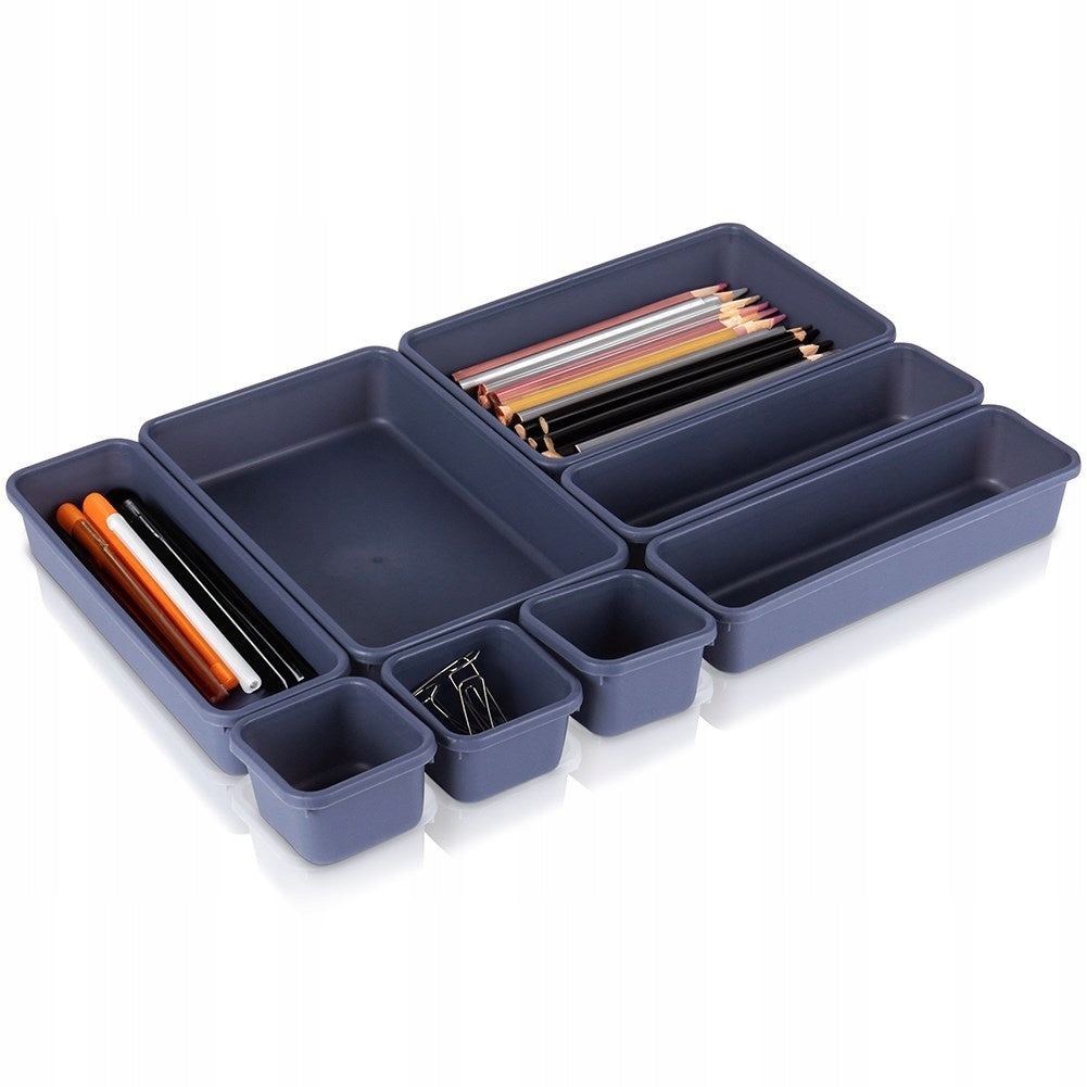 8x DRAWER ORGANIZER modular storage container graphite VILDE EAN (GTIN) 5904316462987