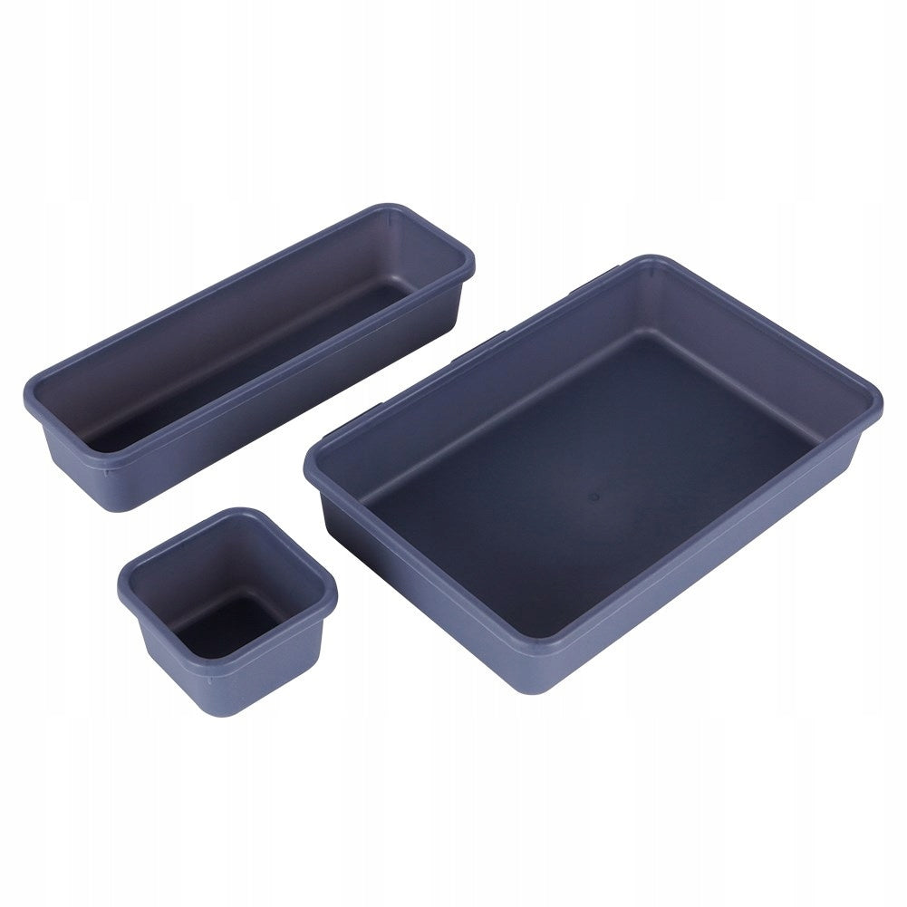 8x DRAWER ORGANIZER modular storage container graphite VILDE Length 24 cm