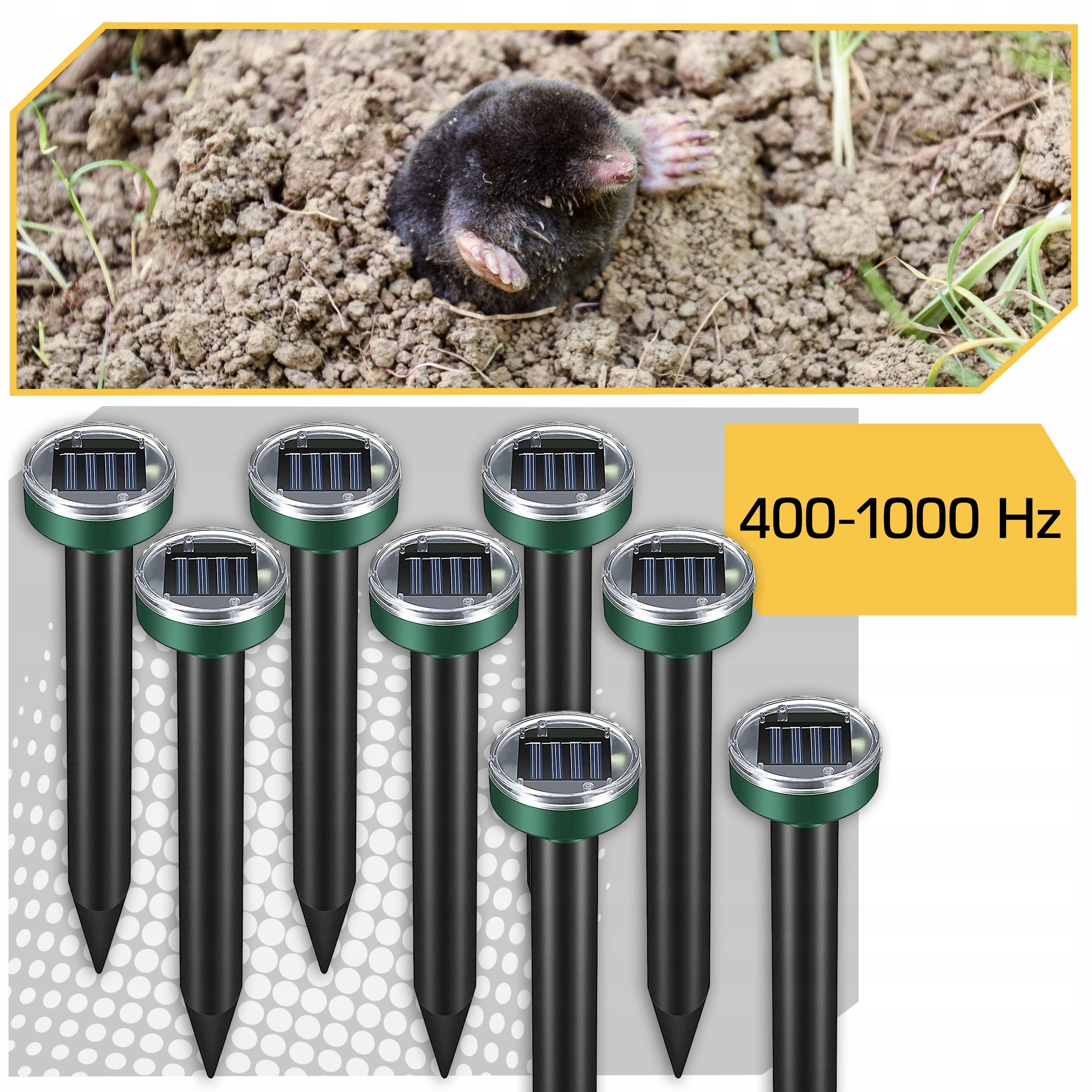 8x POWERFUL SOLAR MOLE REPELLENT FOR MOLES VOLES RODENTS XXL Manufacturer code NAJSILNIEJSZY ODSTRASZACZ KRETÓW 8 sztuk