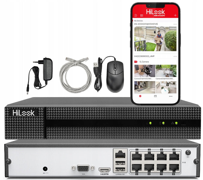 8xPoE NVR IP Recorder 8 Channels POE 2K Hikvision HikConnect App