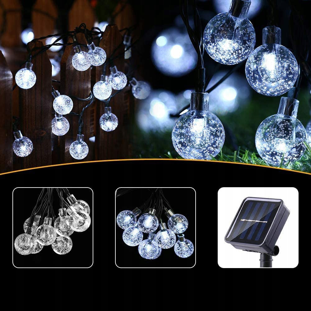 9,5M GARLAND GARDEN LIGHTS SOLAR LIGHT 50 LED BALLS COLD WHITE Packaging status original