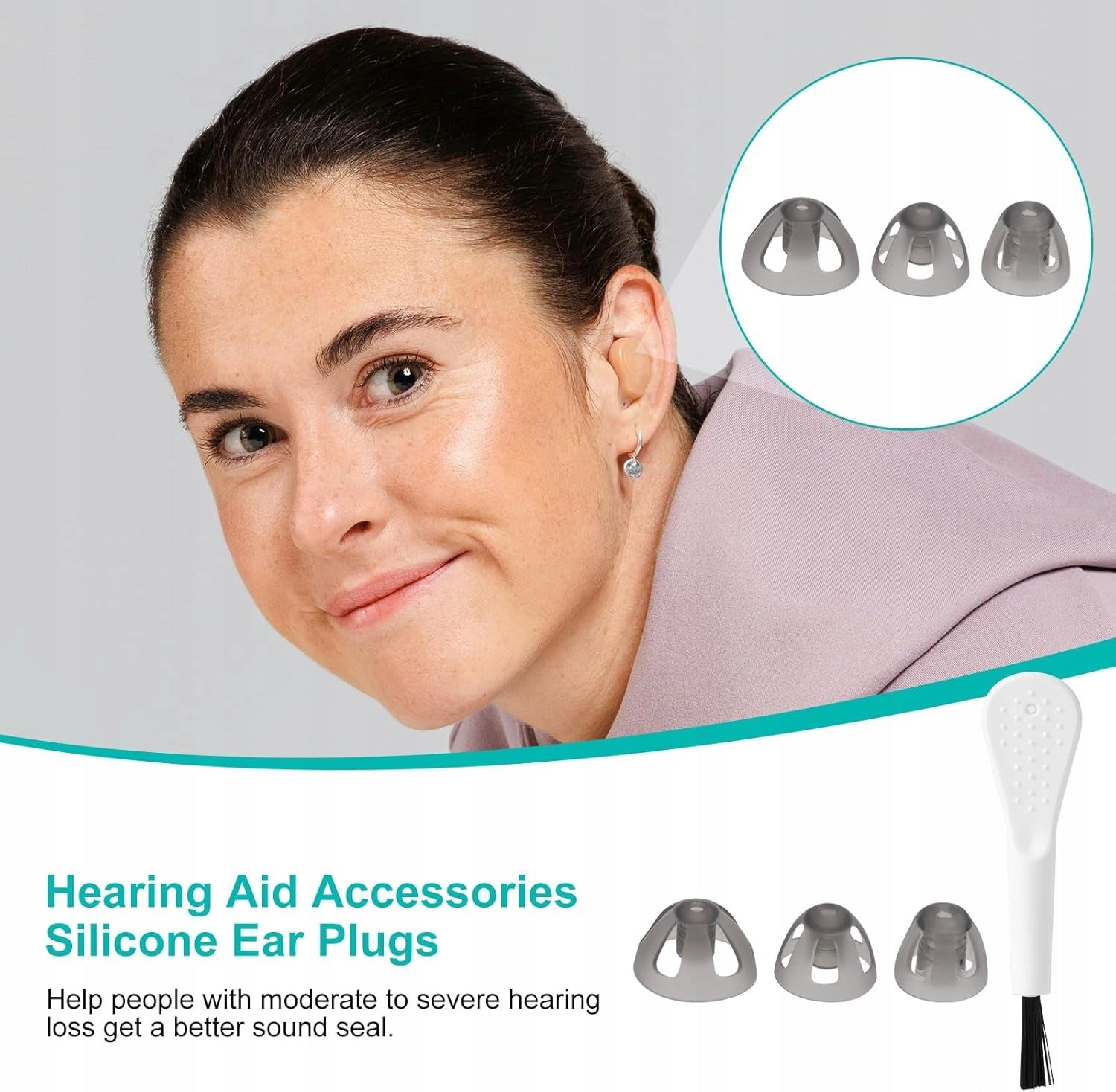 9 HEARING AID TIPS 3 SIZES + BRUSH Medical device type accessories for a medical device or a product without an intended medical purpose