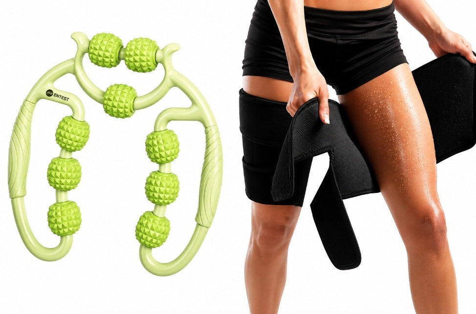 9-Roll Massager Set + Belts x2 Slimming Thighs Body Regeneration Packaging status original