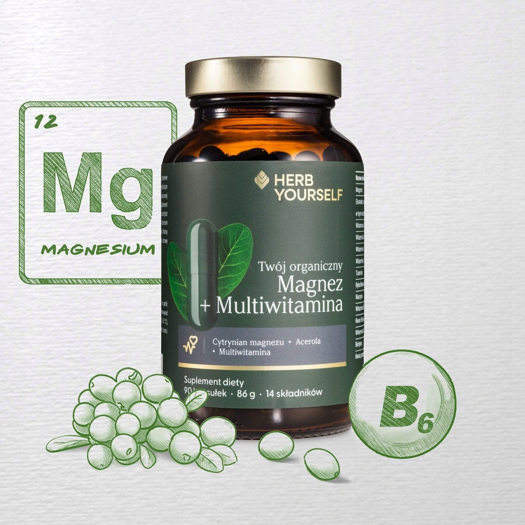 90 capsules for joints bone muscles skin Magnesium Multivitamin HERB YOURSELF Brand no brand
