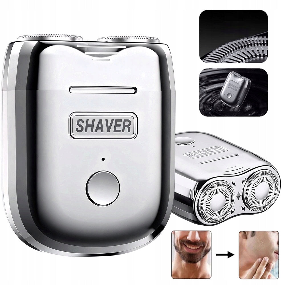 9000rpm Compact Electric Shaver Silver For Camping And Trips