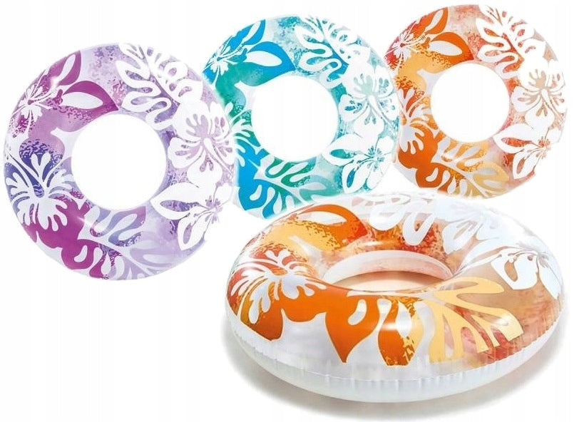 91cm Swimming Wheel Inflatable Tropical Flowers Circle Swimming Pool Lake 59251 Packaging status original