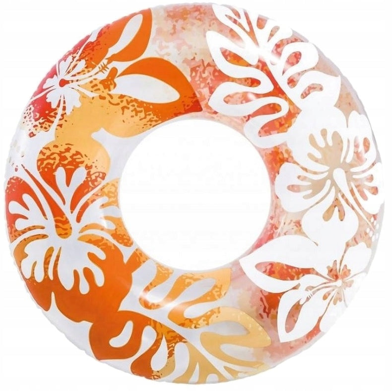 91cm Swimming Wheel Inflatable Tropical Flowers Circle Swimming Pool Lake 59251