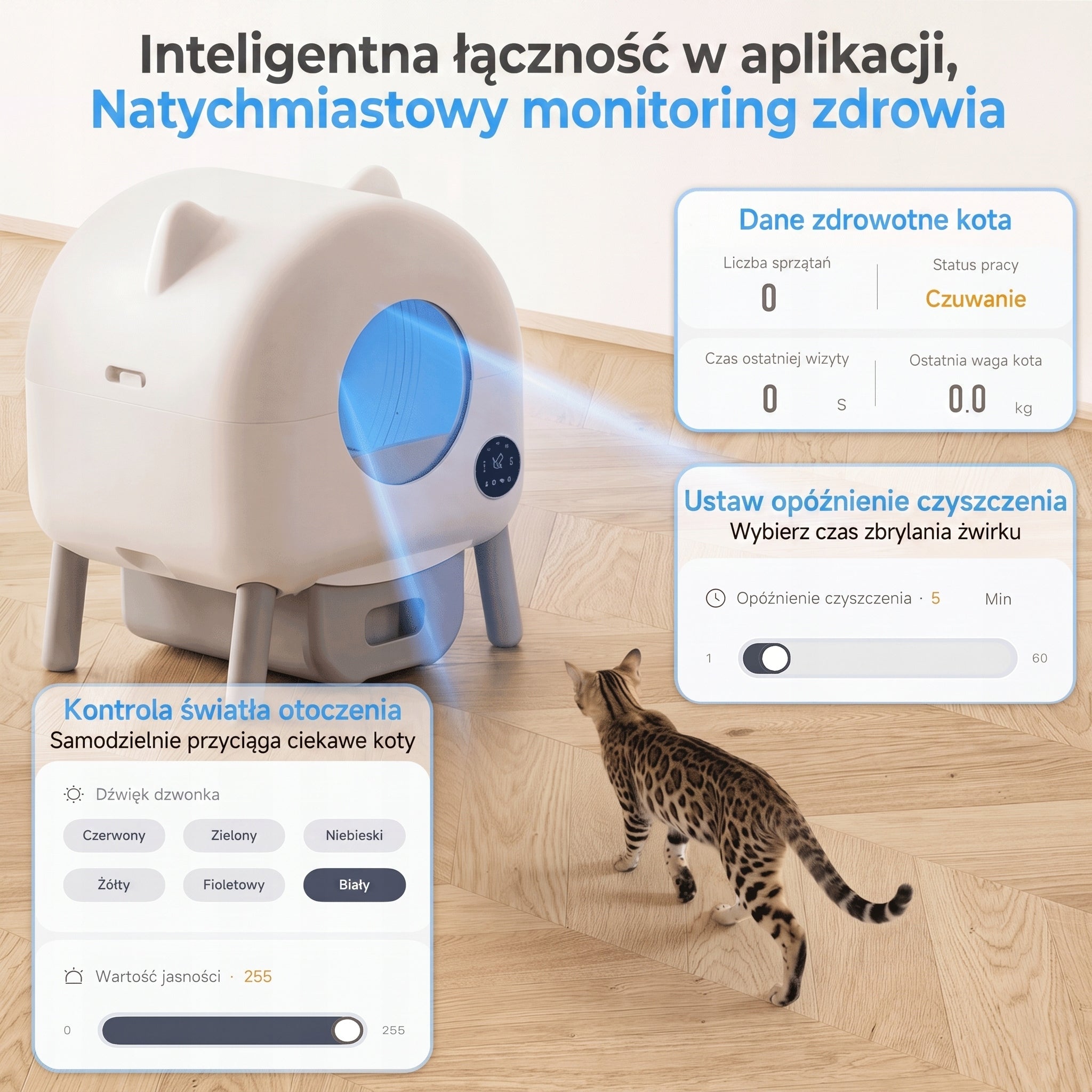 95L wielofunkcyjna automatyczna latarek do kotów z WiFi Biały Color white
