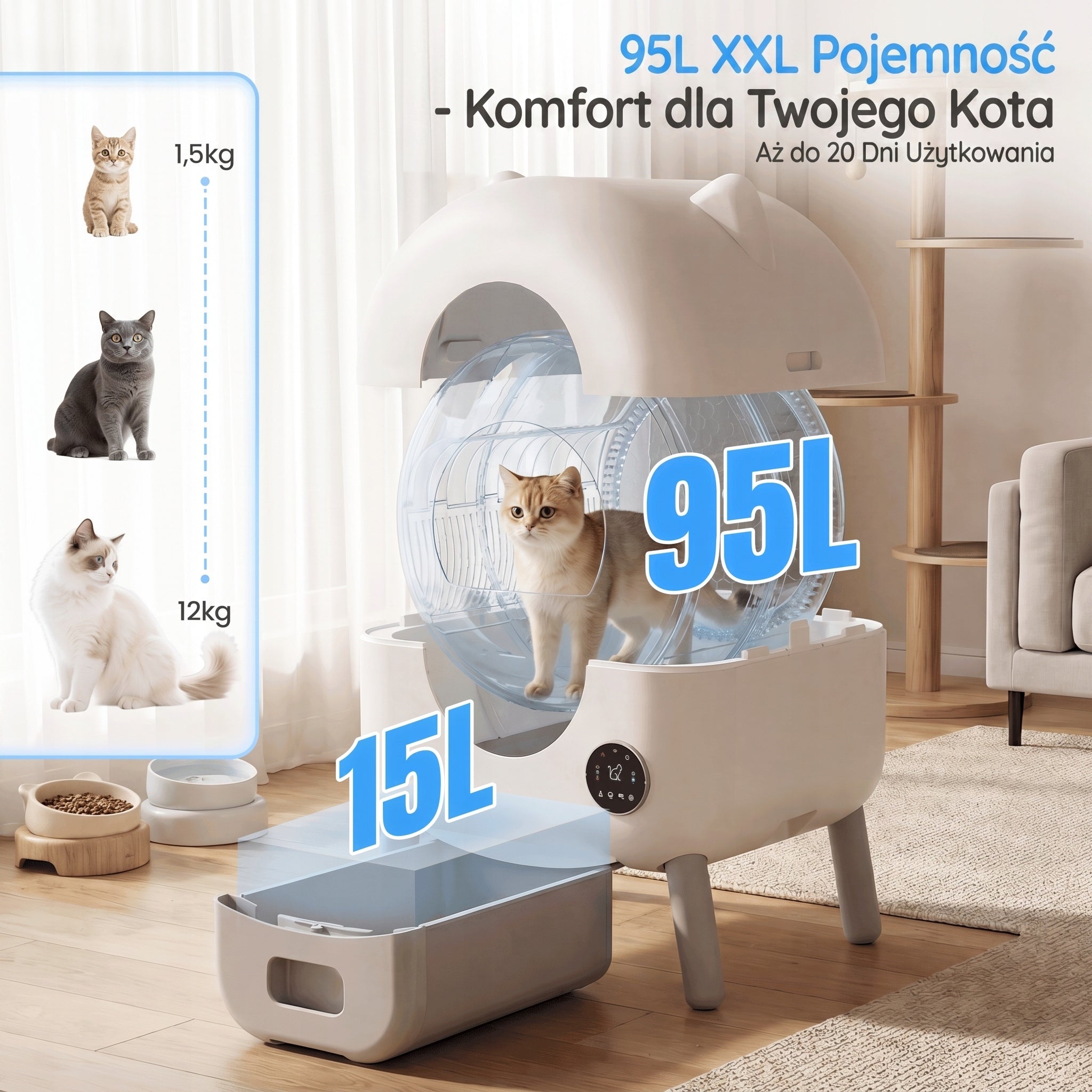 95L wielofunkcyjna automatyczna latarek do kotów z WiFi Biały Manufacturer code G-SCLB25-0985-4WT