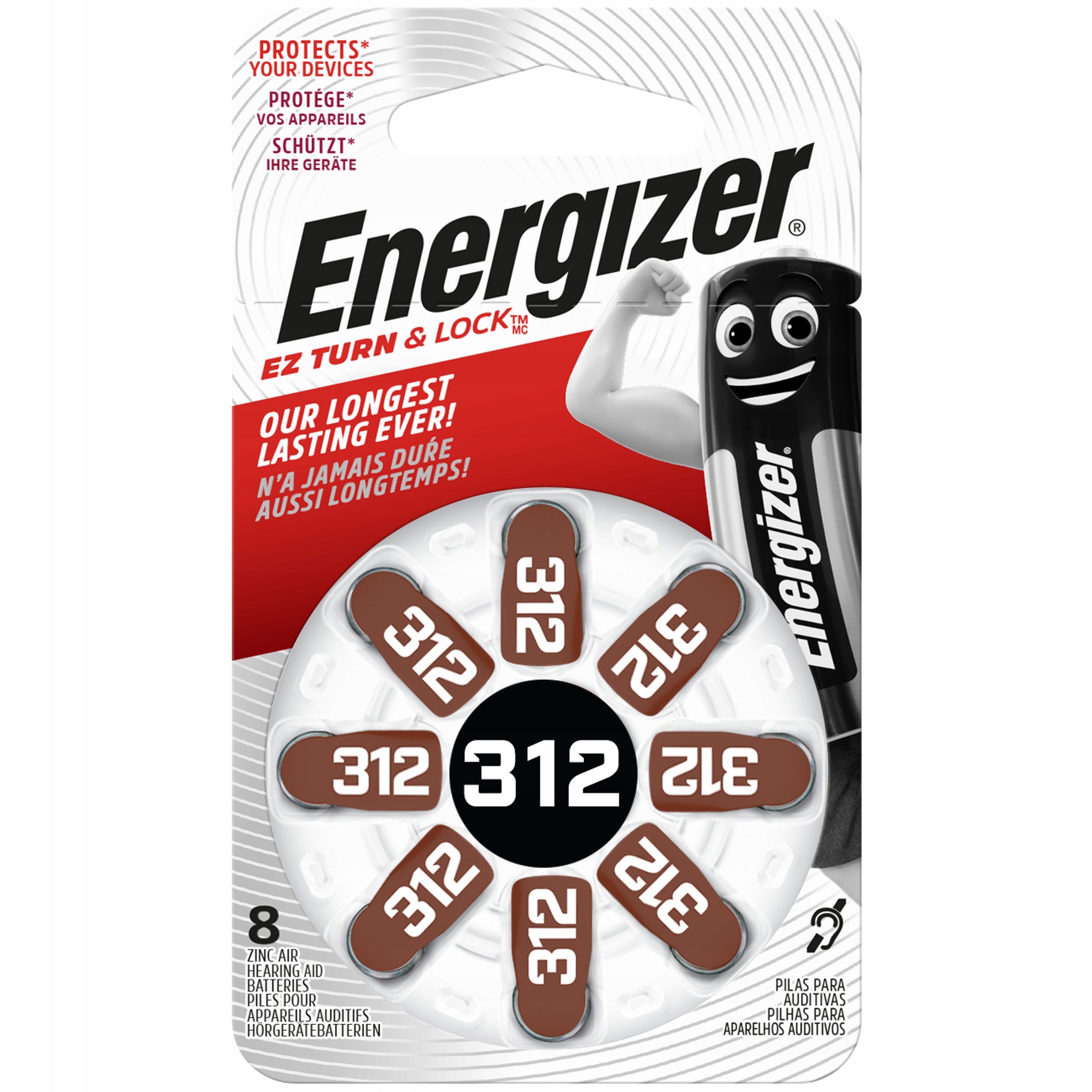 96x Battery ENERGIZER Hearing 312 PR41 Zinc 1,4V Packaging status original