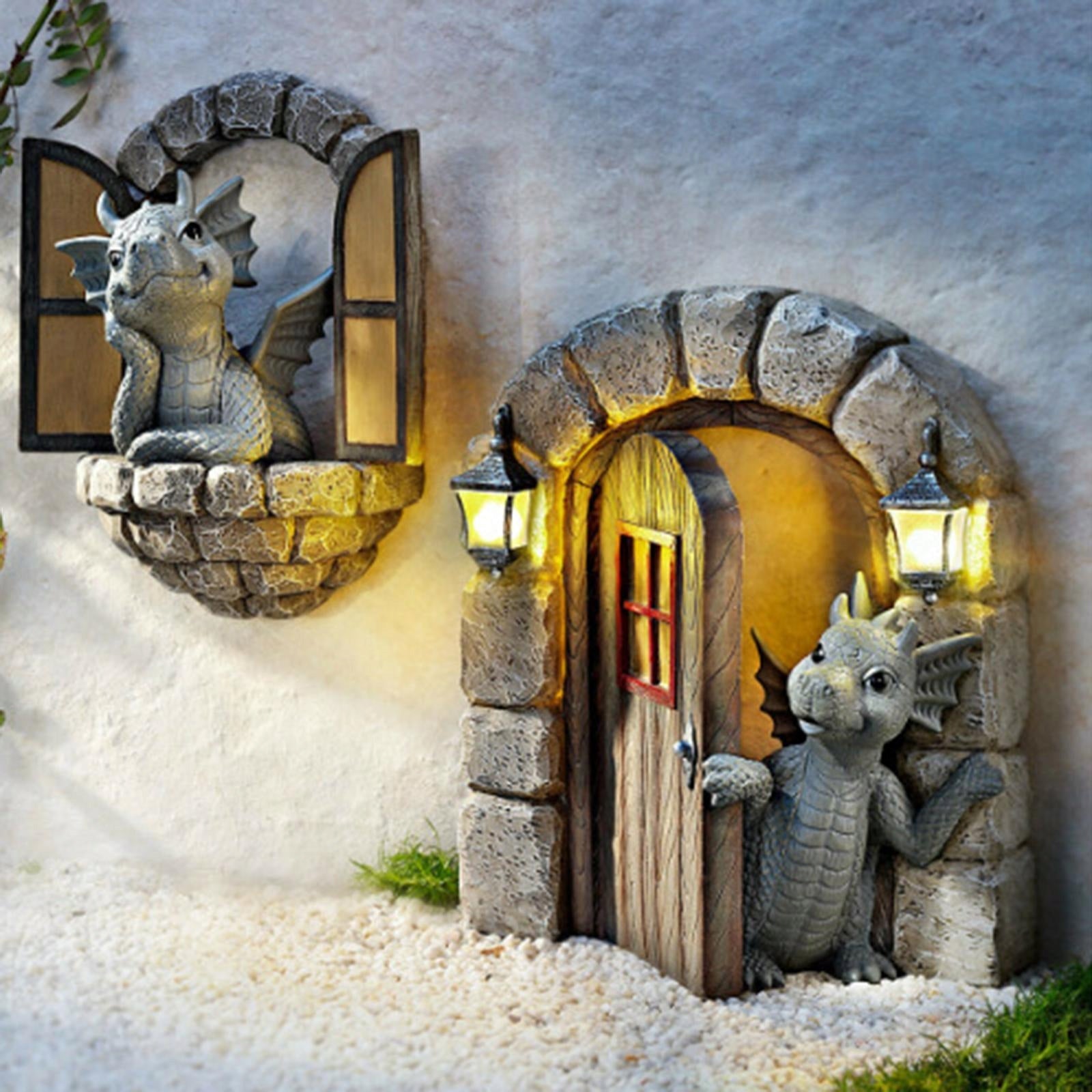 Dinosaur Out The Door Fairy Whimsical Ornament Novelty Balcony Dinosaur
