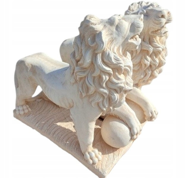Garden figure Lion with ball pair right-left from concrete conglomerate AG-BET