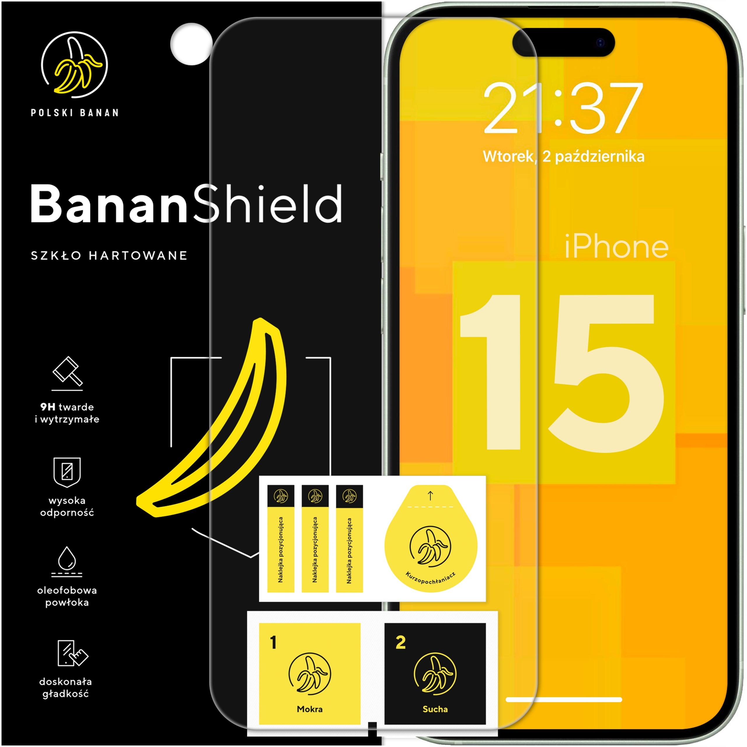 9H BananShield Tempered Glass for Apple iPhone 15
