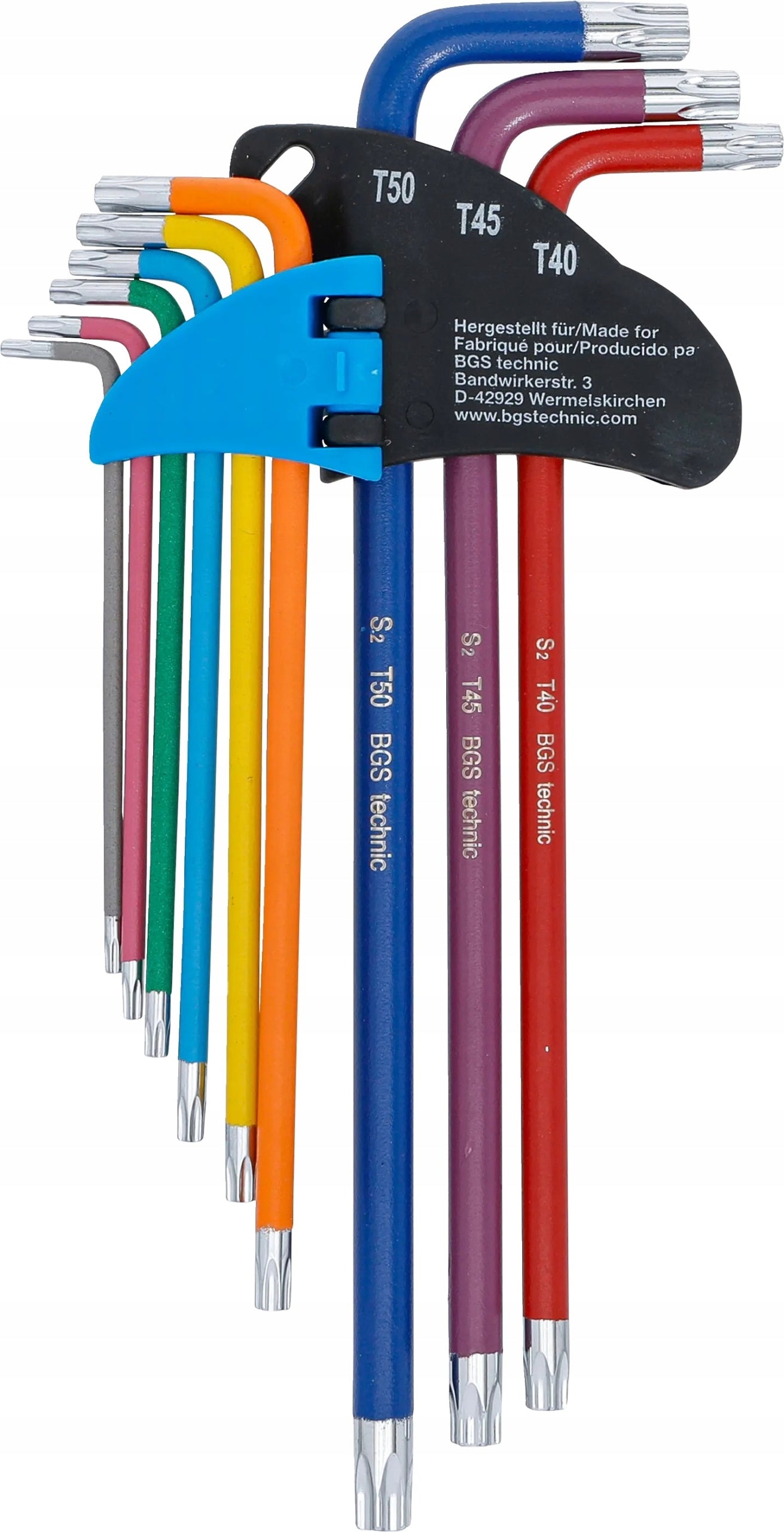 9el. TORX shank wrenches with extra long angle hole T10-T50 BGS-DE Brand BGS Technic