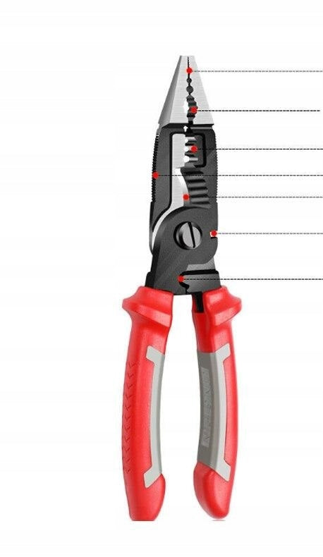 9in1 MULTIFUNCTIONAL PRECISION PLIERS TNACE CRIMPER FOR ELECTRICIAN Length 210 mm
