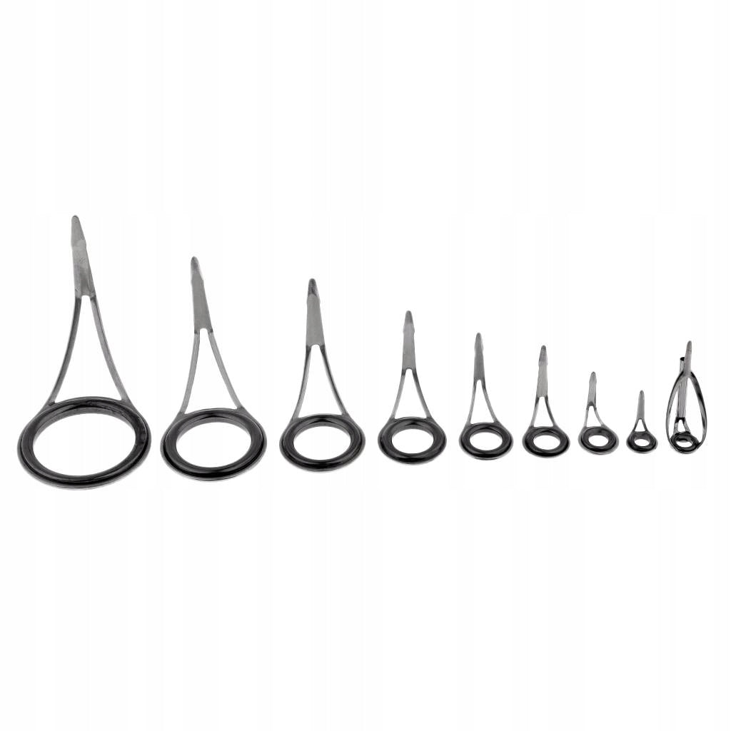 9pcs Fishing Rod Eyes Ceramic Ring Rod Guides Line Rings Repair Kit