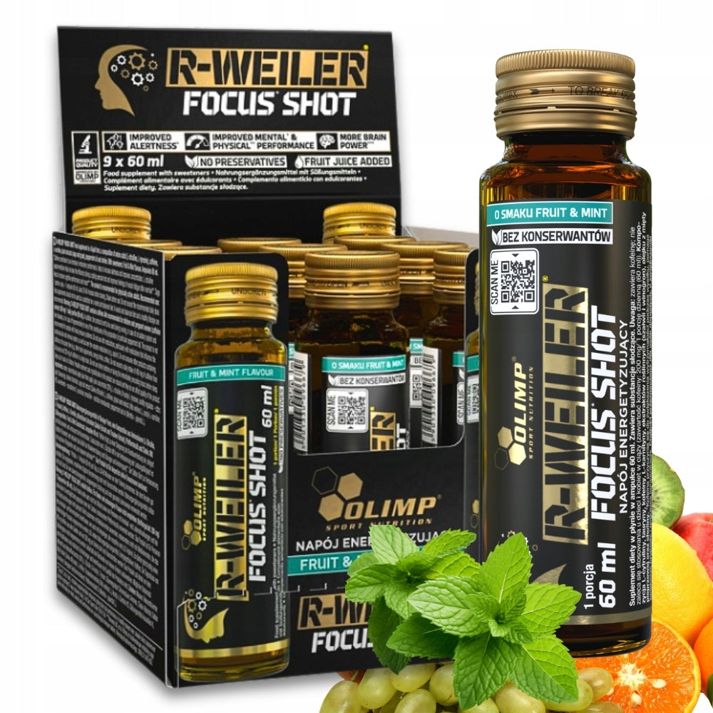 9x Olimp R-WEILER FOCUS SHOT 60ml CONCENTRATION PRE-WORKOUT Fruit&Mint