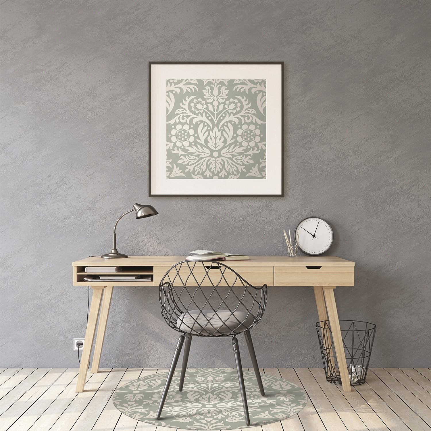 A mat that protects the floor at work. Floral eco pattern Brand Decormat
