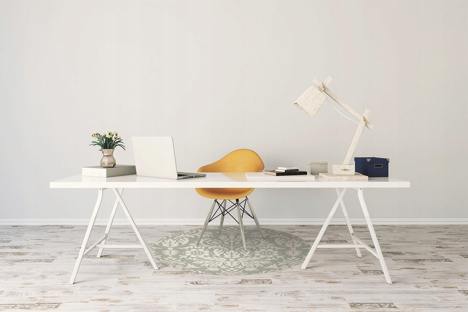 A mat that protects the floor at work. Floral eco pattern Color other